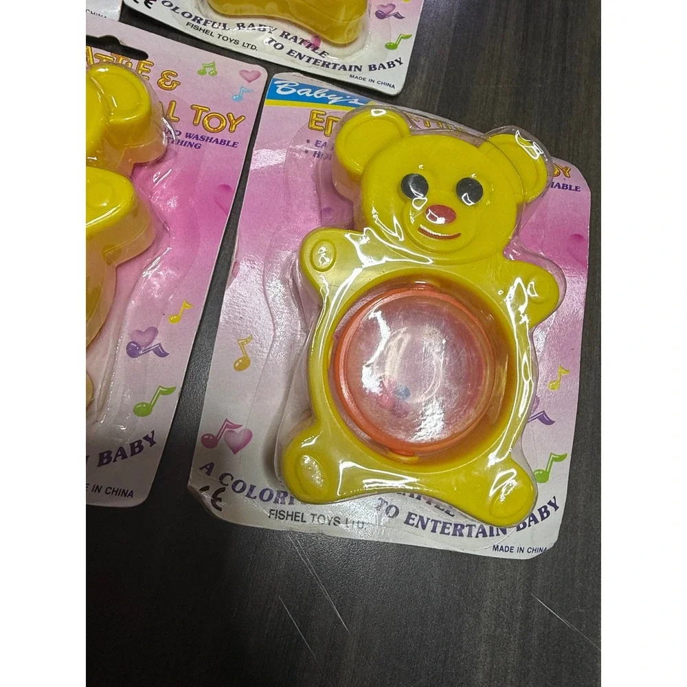 Vintage Baby's Rattle & Educational Toy Yellow Bear Rattle New In Package (5) - Picture 4 of 4
